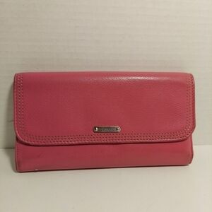Dockers Women’s Pink Faux Leather Trifold Wallet w Plaid Lining Vintage